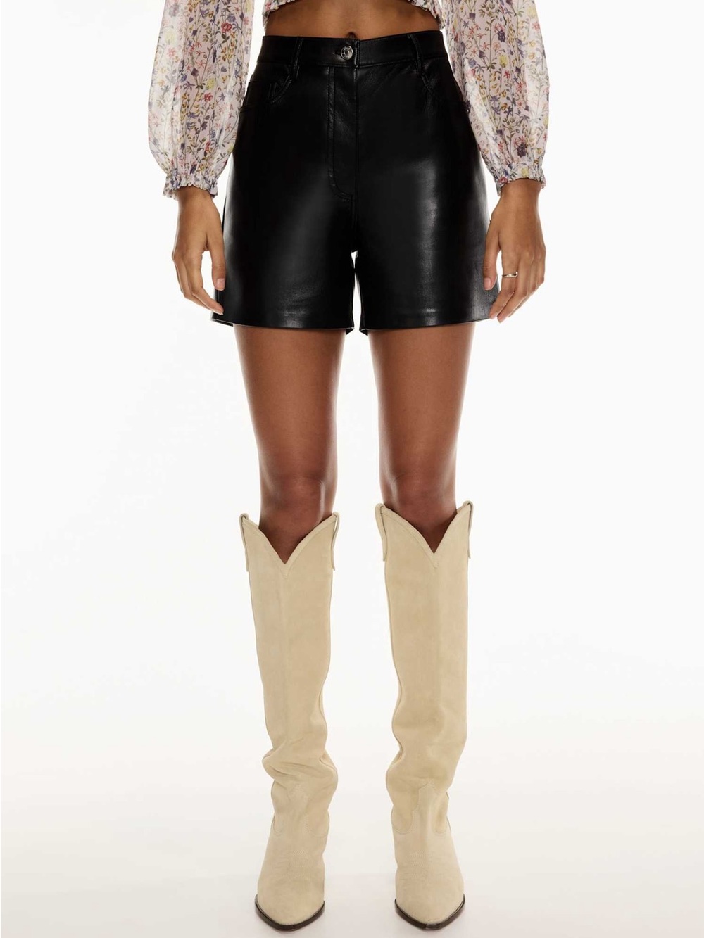 Aritzia Wilfred Melina Faux Leather High Waisted Shorts Black Size 00